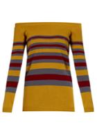 Valentino Off-the-shoulder Striped Cashmere Sweater