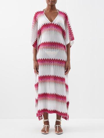 Missoni - Zigzag Crochet-knit Kaftan - Womens - Pink White