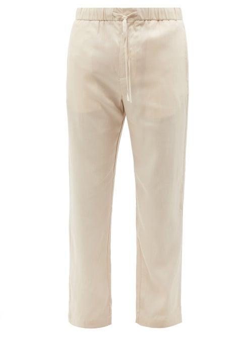 Frescobol Carioca - Drawstring-waist Cropped Twill Trousers - Mens - Beige