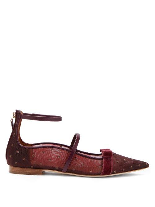 Matchesfashion.com Malone Souliers By Roy Luwolt - Monica Luwolt Mesh Flats - Womens - Burgundy