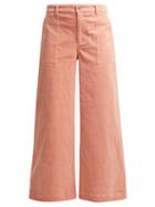 Matchesfashion.com Ganni - Ridgewood Wide Leg Corduroy Trousers - Womens - Light Pink