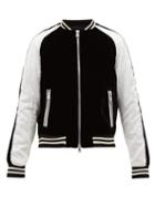 Matchesfashion.com Balmain - Logo Flocked Velvet Varsity Jacket - Mens - Black White
