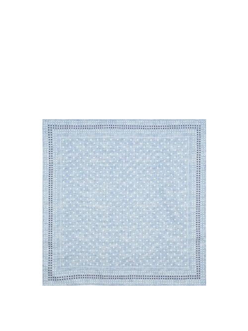 Matchesfashion.com Brunello Cucinelli - Polka-dot And Houndstooth Silk Pocket Square - Mens - Blue Multi