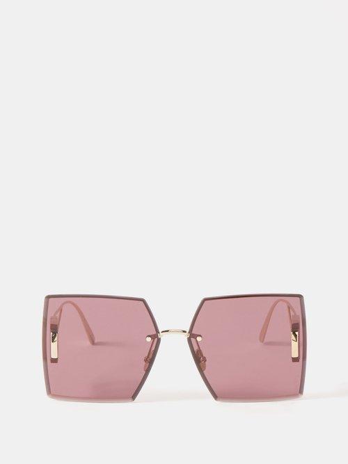 Dior - 30montaigne Oversized Rimless Square Sunglasses - Womens - Burgundy Gold