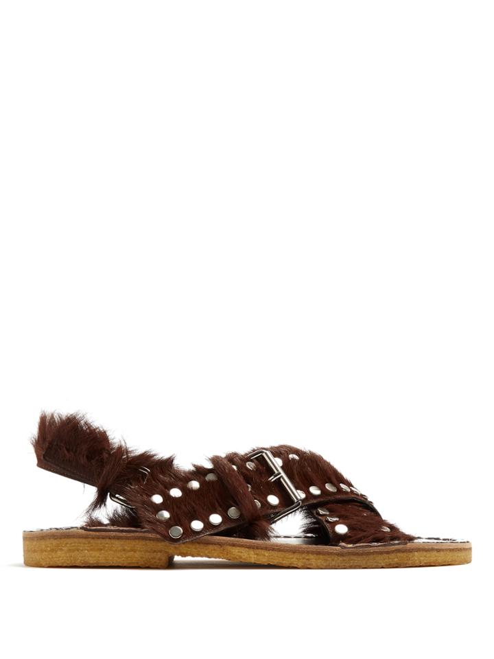 Prada Studded Calf-hair Sandals