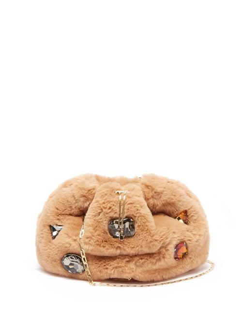 Rosantica - Fluffy Faux-fur Cross-body Bag - Womens - Brown Multi