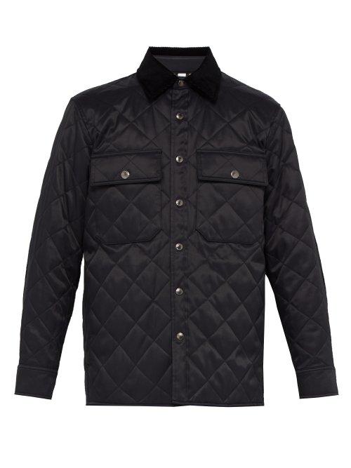 Matchesfashion.com Burberry - Logo Patch Quilted Twill Jacket - Mens - Black