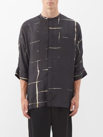 Delos - Marius Shibori-dyed Silk Shirt - Mens - Black Multi
