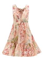 Matchesfashion.com Zimmermann - Candescent Coral Tree-print Linen Dress - Womens - Pink Print