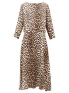 Matchesfashion.com La Prestic Ouiston - Despres Leopard Print Silk Satin Dress - Womens - Animal