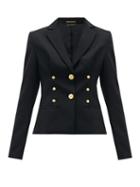 Matchesfashion.com Versace - Medusa-button Cropped Wool-blend Blazer - Womens - Black