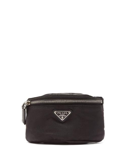 Matchesfashion.com Prada - Logo Plaque Nylon Wrist Coin Pouch - Mens - Black