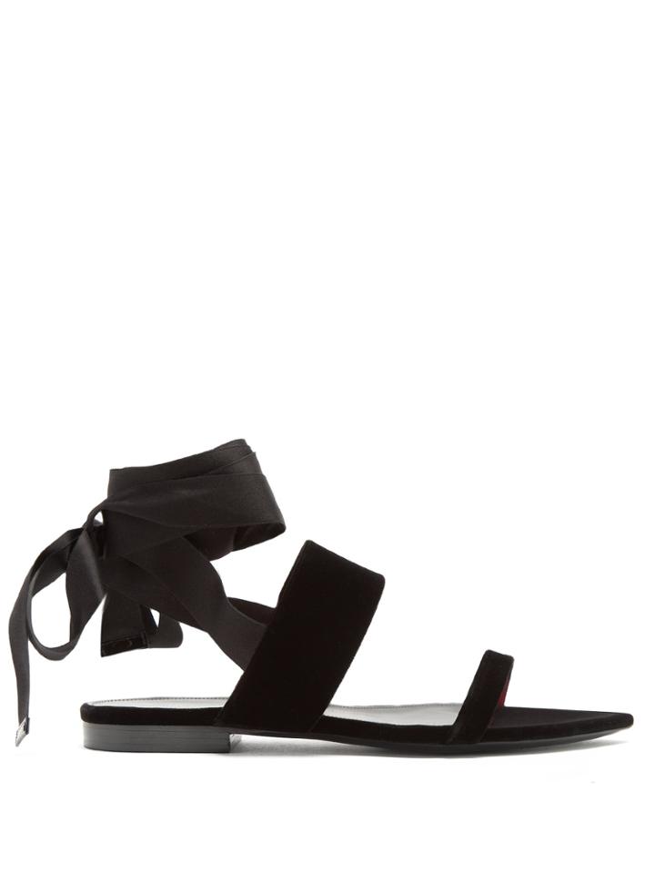 Saint Laurent Tribute Ribbon-tie Flat Sandals
