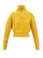 Ganni - Cabled Zip-neck Sweater - Womens - Yellow
