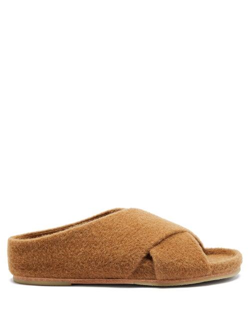 Matchesfashion.com Lauren Manoogian - Crossover-strap Alpaca Slides - Womens - Brown