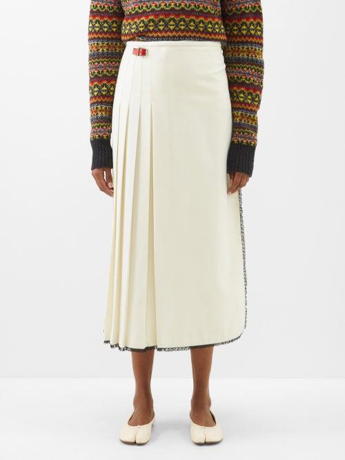 Molly Goddard - Bertina Pleated Wool Midi Skirt - Womens - Cream