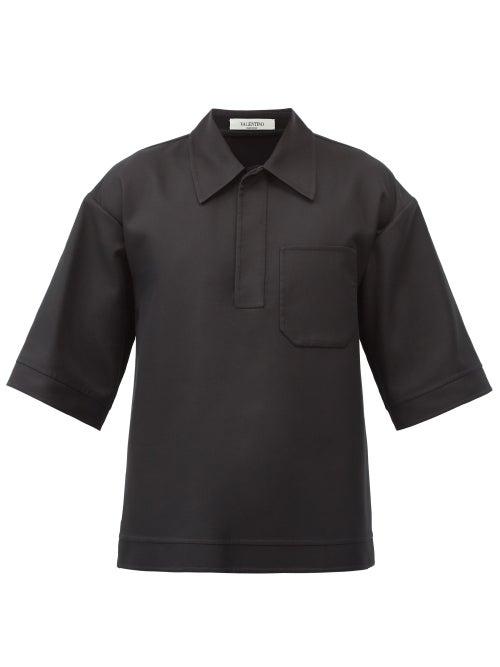 Matchesfashion.com Valentino - Point-collar Twill Shirt - Mens - Black