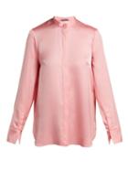 Matchesfashion.com Alexander Mcqueen - Silk Satin Long Sleeve Blouse - Womens - Pink