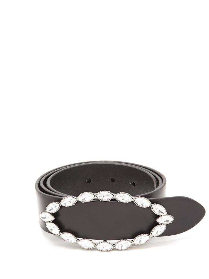 Saint Laurent Crystal-embellished Buckle Leather Belt