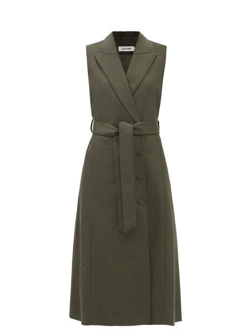 Cefinn - Vanessa Wool-blend Felt Tailored Dress - Womens - Khaki