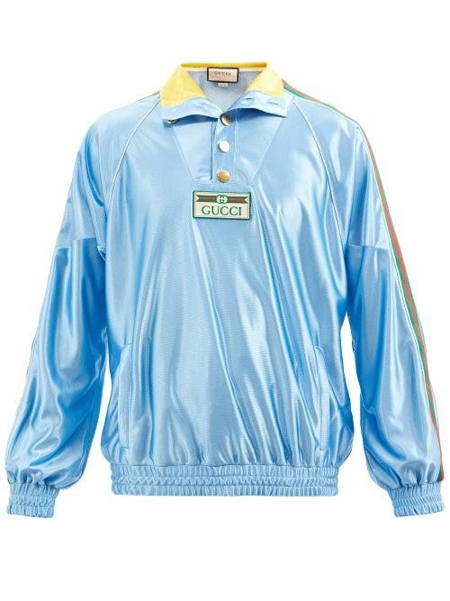 Gucci - Web-stripe Jersey Track Jacket - Mens - Blue