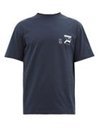 Matchesfashion.com Ditions M.r - Sigma Logo-print Organic-cotton T-shirt - Mens - Navy