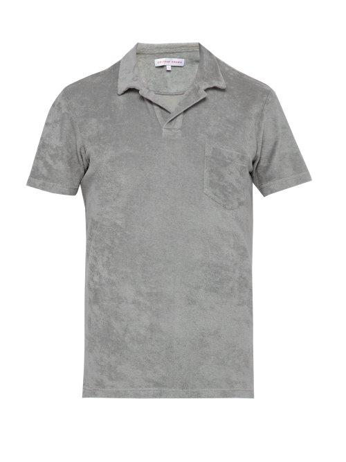 Matchesfashion.com Orlebar Brown - Terry Towelling Cotton Polo Shirt - Mens - Grey