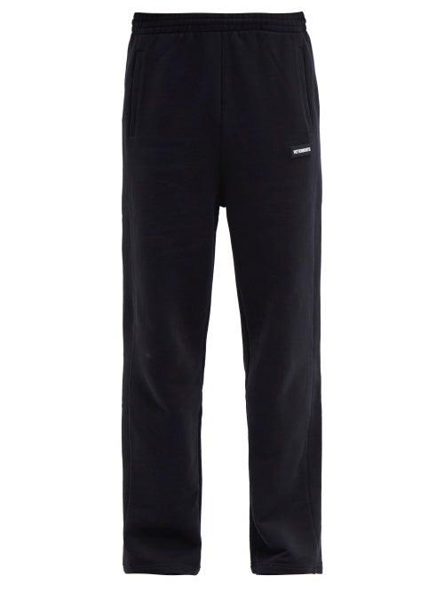 Mens Rtw Vetements - Logo-plaque Cotton-blend Jersey Track Pants - Mens - Black