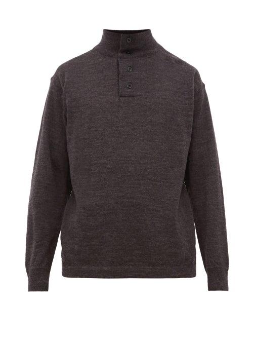 Matchesfashion.com Mhl By Margaret Howell - Stand Collar Merino Wool Sweater - Mens - Black