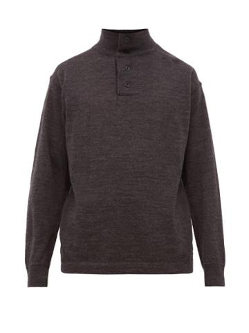Matchesfashion.com Mhl By Margaret Howell - Stand Collar Merino Wool Sweater - Mens - Black