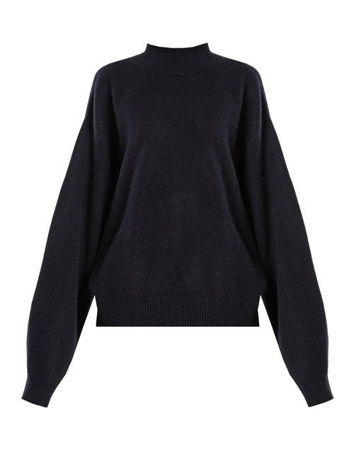 Matchesfashion.com Raey - Balloon Sleeve Cashmere Sweater - Womens - Navy