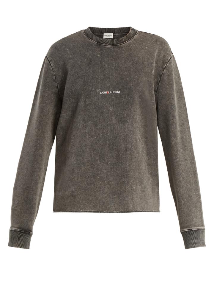 Saint Laurent Logo-print Washed Cotton-jersey Sweatshirt