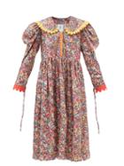 Horror Vacui - Bonnie Botanical-print Cotton-poplin Dress - Womens - Pink Multi