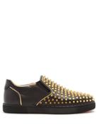 Matchesfashion.com Christian Louboutin - Sailor Boat Stud Embellished Slip On Trainers - Mens - Black Multi