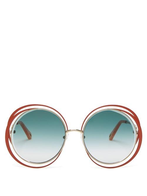 Matchesfashion.com Chlo - Carlina Oversized Round Sunglasses - Womens - Brown Gold