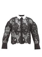 Matchesfashion.com Self-portrait - Contrast-collar Guipure-lace Blouse - Womens - Black