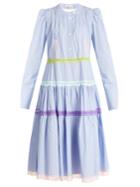 Natasha Zinko Gingham Lace-trimmed Cotton Dress