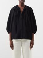 Proenza Schouler - Drawstring-neck Crepe Blouse - Womens - Black
