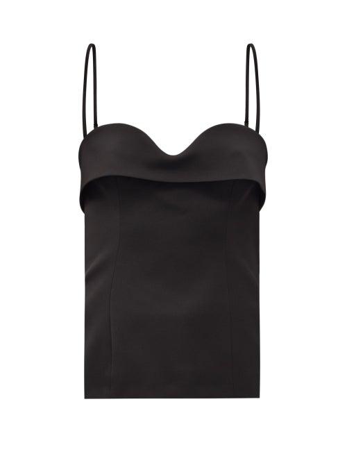 Matchesfashion.com Emilia Wickstead - Harty Ruffled Sweetheart-neckline Crepe Top - Womens - Black