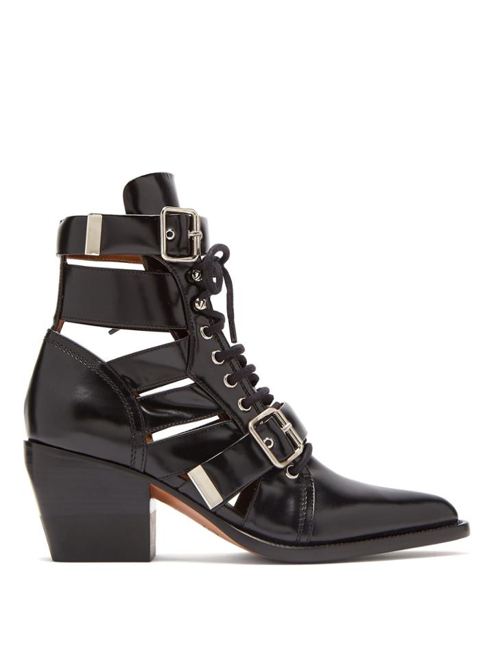 Chloé Rylee Cutout Patent-leather Ankle Boots