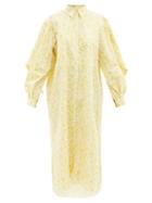 Ladies Rtw Matty Bovan - Floral-print Puff-sleeve Cotton-poplin Shirt Dress - Womens - Yellow Multi