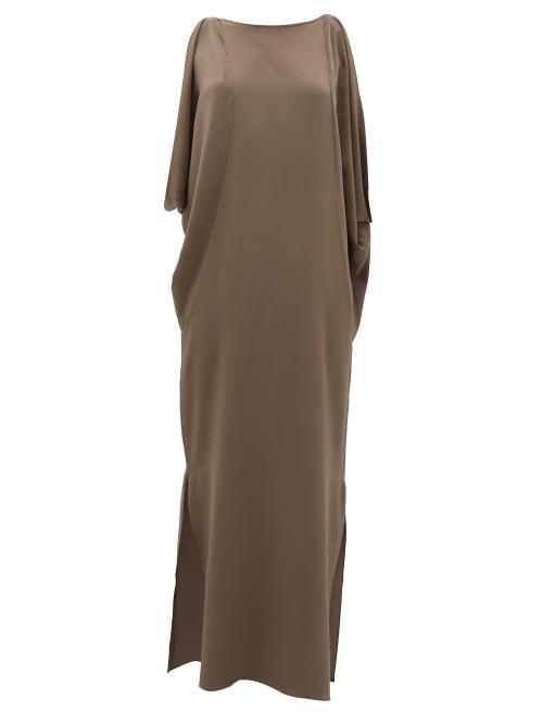 Matchesfashion.com Thea - The Kleio Draped Silk Maxi Dress - Womens - Dark Green