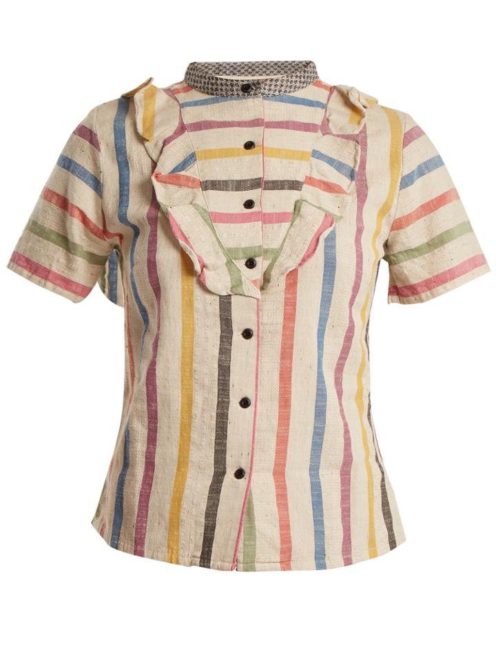 Ace & Jig Fiona Ruffle-trimmed Striped Cotton Blouse