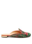 Charlotte Olympia Flamingo Embroidered Slipper Shoes