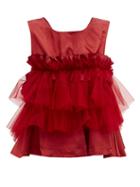 Matchesfashion.com Noir Kei Ninomiya - Ruffled Mesh-trimmed Top - Womens - Red