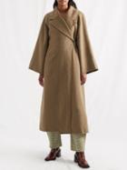 Ganni - Wide-sleeve Felted Tailored Coat - Womens - Light Brown