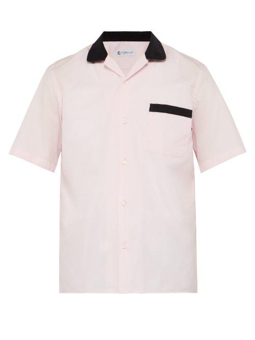 Matchesfashion.com Cobra S.c. - Corduroy Trimmed Cotton Poplin Bowling Shirt - Mens - Pink
