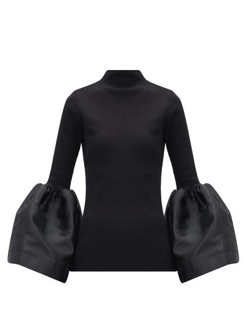 Matchesfashion.com Marques'almeida - Puffed-cuff Organic Cotton-blend Jersey Top - Womens - Black