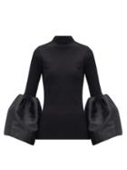 Matchesfashion.com Marques'almeida - Puffed-cuff Organic Cotton-blend Jersey Top - Womens - Black