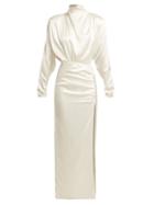 Matchesfashion.com Alessandra Rich - Crystal Embellished Silk Satin Gown - Womens - White